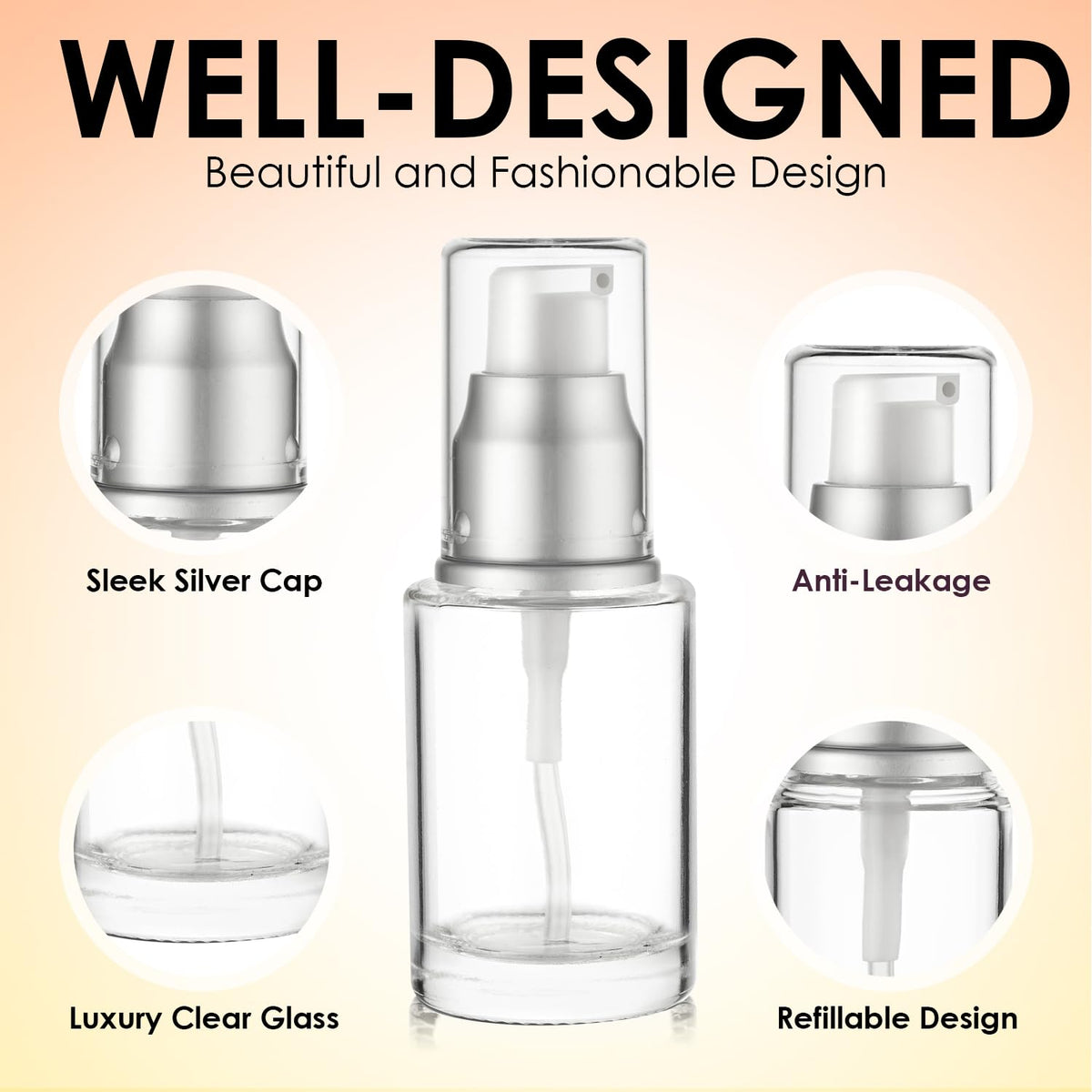 Clear Glass Pump Bottle 0.5 Oz 15ml