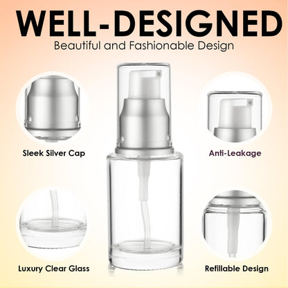Clear Glass Pump Bottle 0.5 Oz 15ml