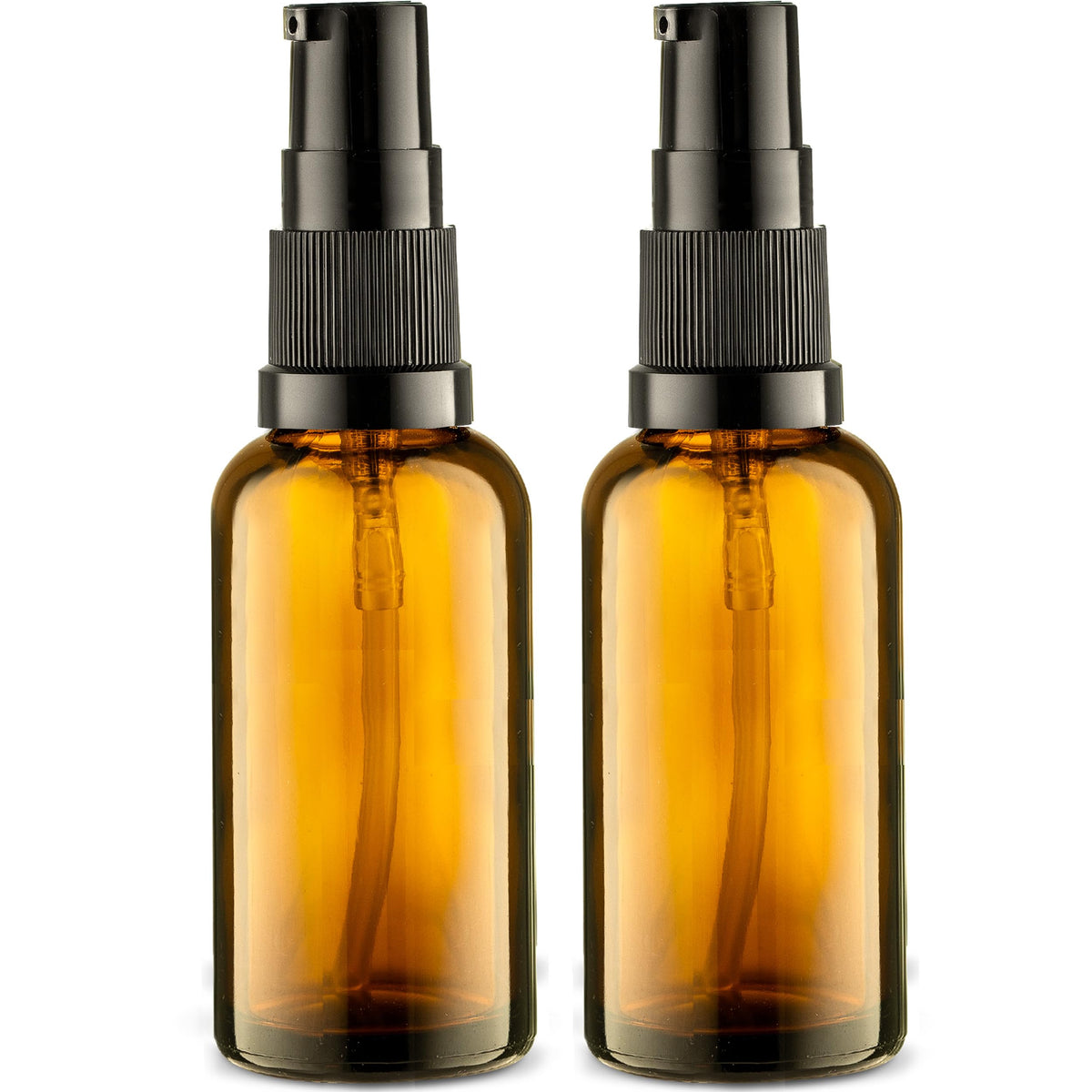 VitalUp 5 Pack Empty Refillable Glass Amber Pump Bottle Ideal for Lotion Cream Essential Oil Travel Small Container,15ml