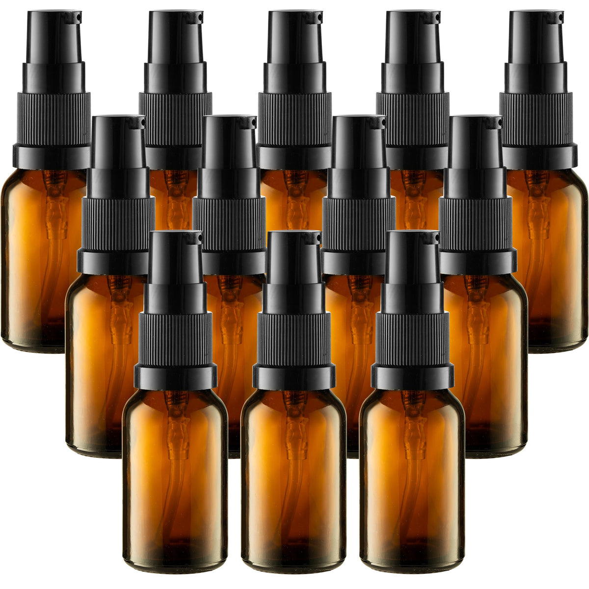 VitalUp 5 Pack Empty Refillable Glass Amber Pump Bottle Ideal for Lotion Cream Essential Oil Travel Small Container,15ml
