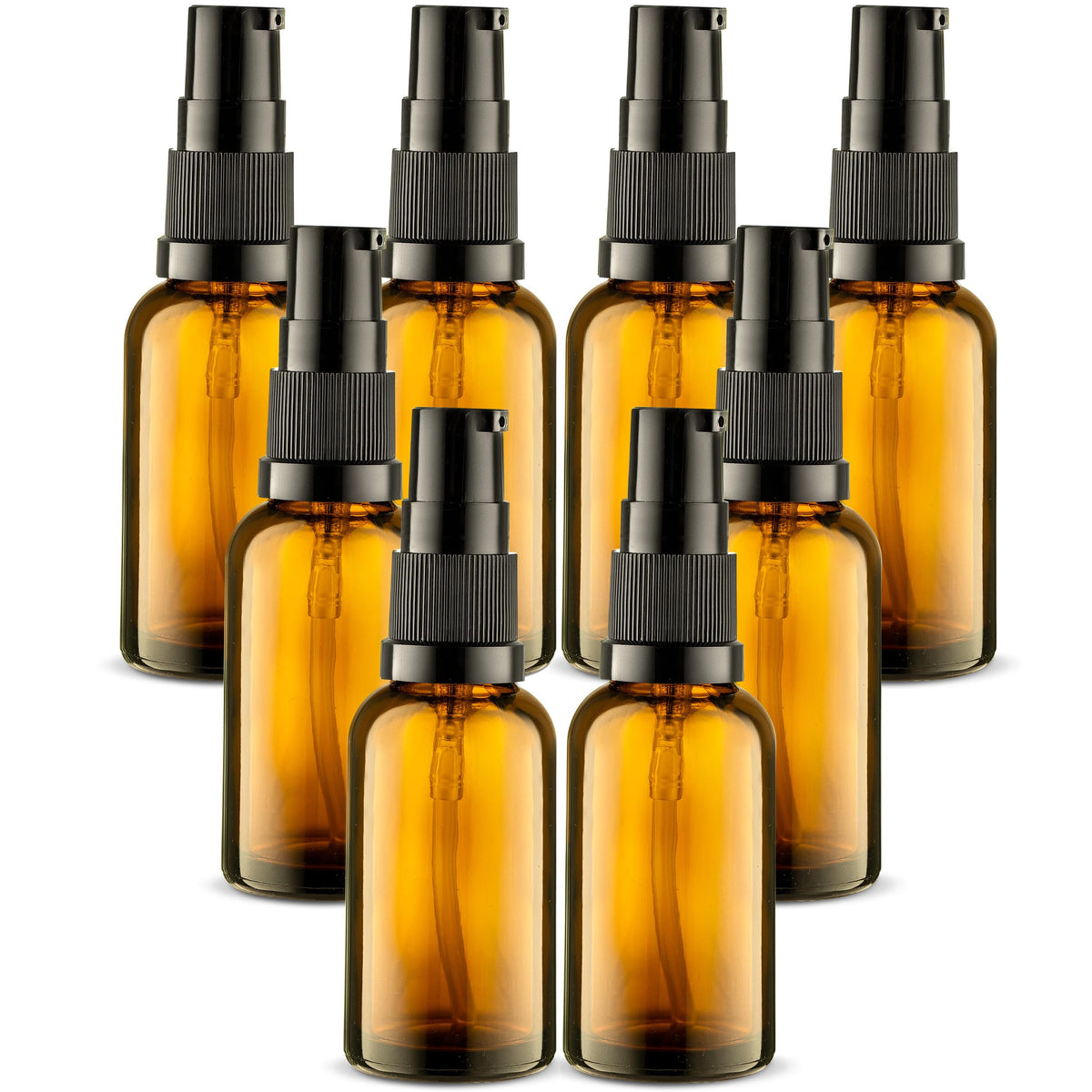 VitalUp 5 Pack Empty Refillable Glass Amber Pump Bottle Ideal for Lotion Cream Essential Oil Travel Small Container,15ml