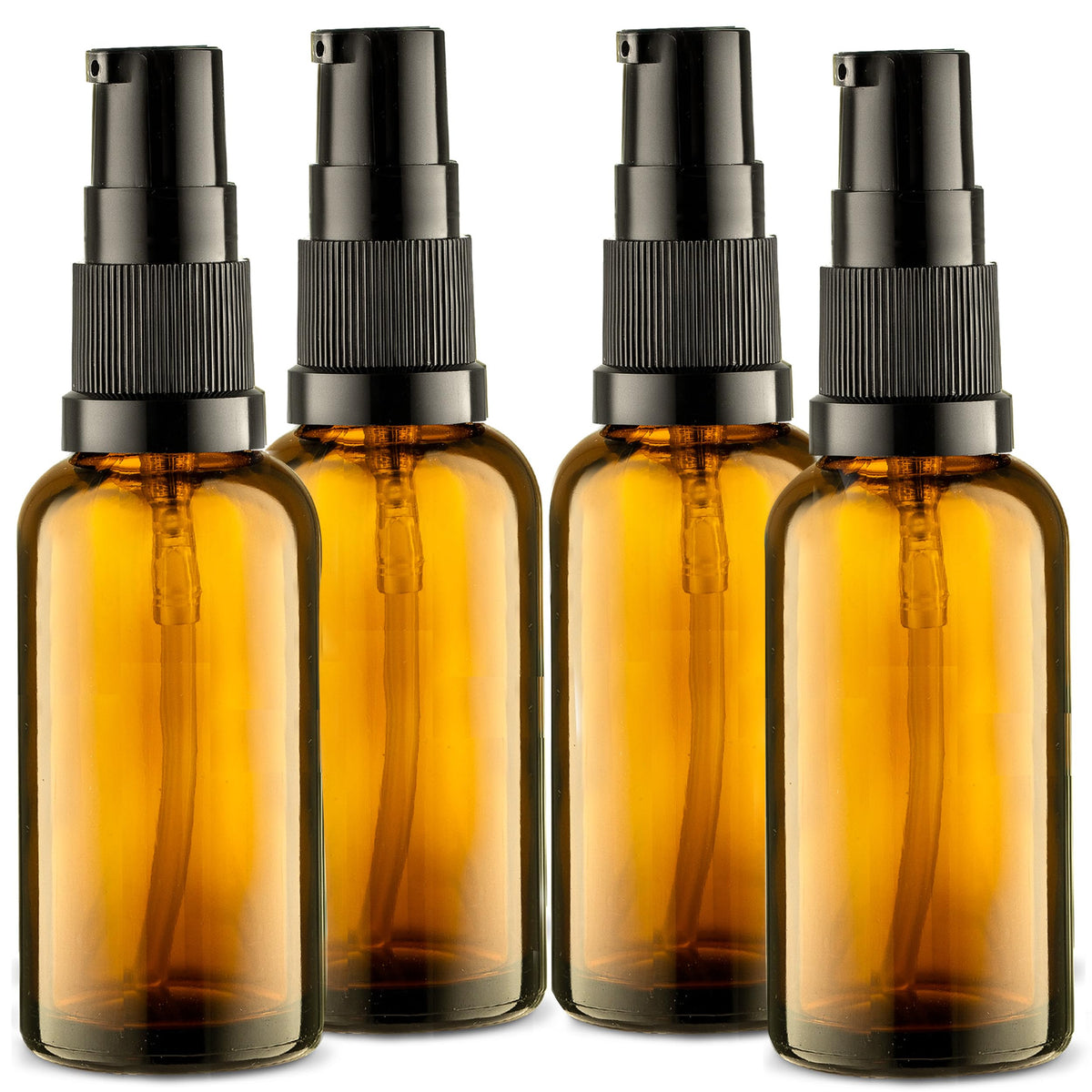 VitalUp 5 Pack Empty Refillable Glass Amber Pump Bottle Ideal for Lotion Cream Essential Oil Travel Small Container,15ml