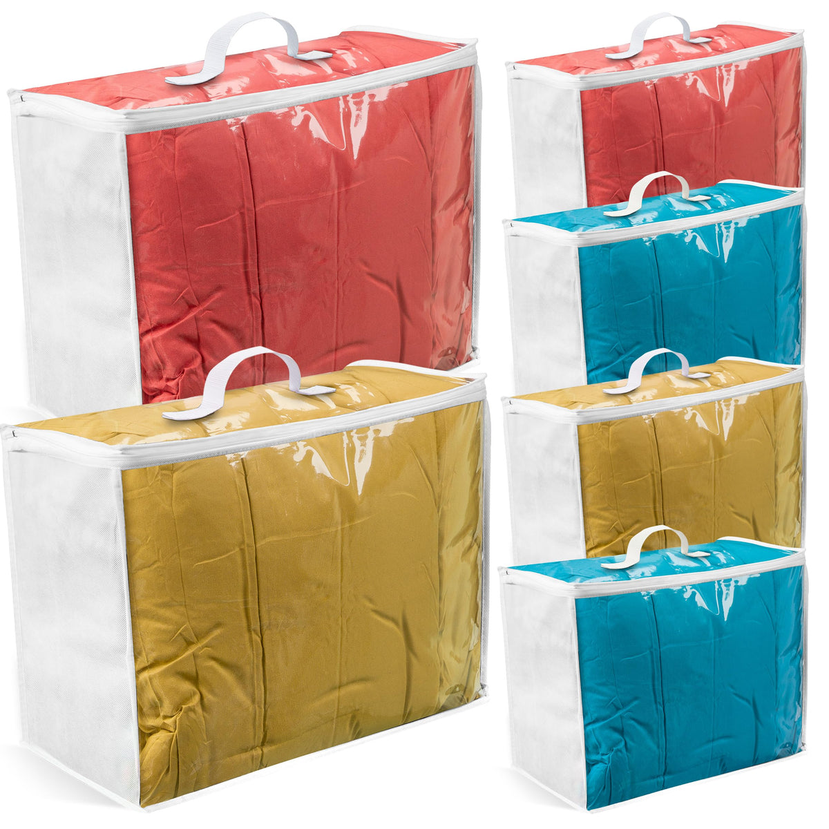 Clear Plastic Storage Bags, Durable Zippered Storage Bags for Comforters, Blankets, Clothes, and Bedding - Breathable Nonwoven with Clear Front for Easy Organizing